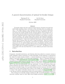 A general characterization of optimal tie-breaker designs