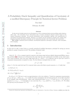 A Probabilistic Oracle Inequality and Quantification of Uncertainty of a
  modified Discrepancy Principle for Statistical Inverse Problems