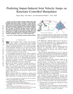 Predicting Impact-Induced Joint Velocity Jumps on Kinematic-Controlled
  Manipulator