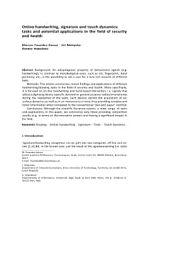 Online handwriting, signature and touch dynamics: tasks and potential
  applications in the field of security and health