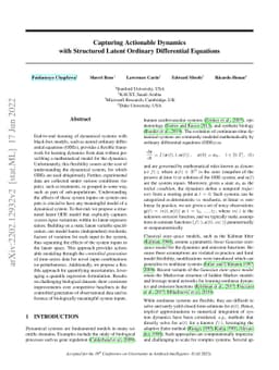 Capturing Actionable Dynamics with Structured Latent Ordinary
  Differential Equations