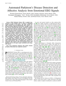 Automated Parkinson's Disease Detection and Affective Analysis from
  Emotional EEG Signals