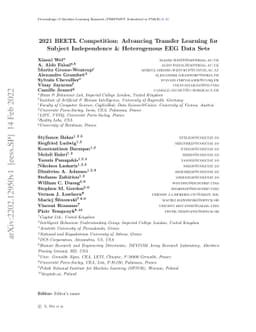 2021 BEETL Competition: Advancing Transfer Learning for Subject
  Independence & Heterogenous EEG Data Sets