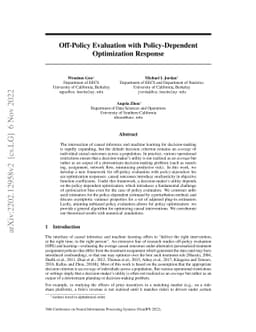 Off-Policy Evaluation with Policy-Dependent Optimization Response