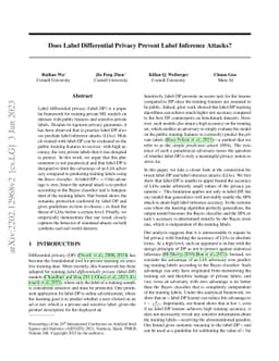 Does Label Differential Privacy Prevent Label Inference Attacks?