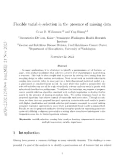Flexible variable selection in the presence of missing data