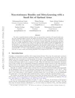 Non-stationary Bandits and Meta-Learning with a Small Set of Optimal
  Arms