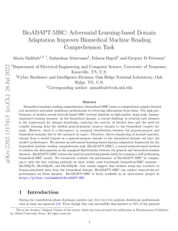 BioADAPT-MRC: Adversarial Learning-based Domain Adaptation Improves
  Biomedical Machine Reading Comprehension Task