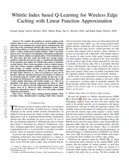 Whittle Index based Q-Learning for Wireless Edge Caching with Linear
  Function Approximation