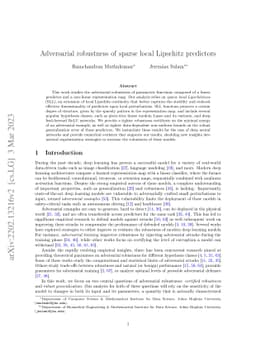 Adversarial robustness of sparse local Lipschitz predictors
