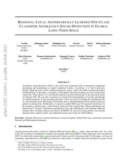 Regional-Local Adversarially Learned One-Class Classifier Anomalous
  Sound Detection in Global Long-Term Space