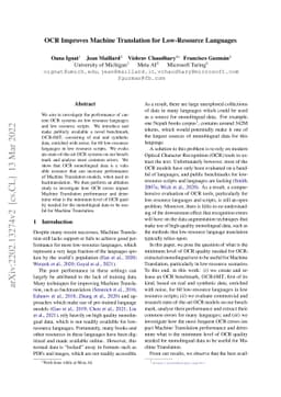 OCR Improves Machine Translation for Low-Resource Languages