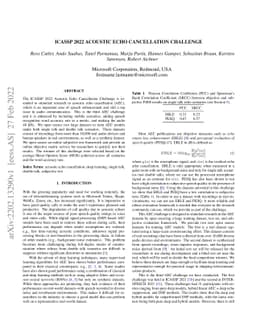 ICASSP 2022 Acoustic Echo Cancellation Challenge