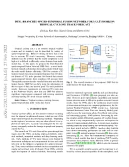 Dual-Branched Spatio-temporal Fusion Network for Multi-horizon Tropical
  Cyclone Track Forecast