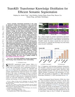 TransKD: Transformer Knowledge Distillation for Efficient Semantic
  Segmentation