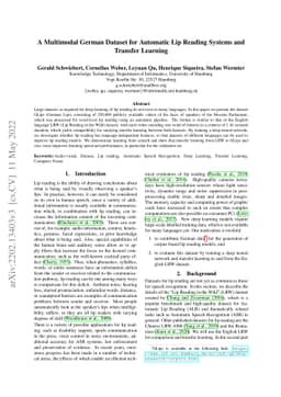 A Multimodal German Dataset for Automatic Lip Reading Systems and
  Transfer Learning