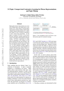 UCTopic: Unsupervised Contrastive Learning for Phrase Representations
  and Topic Mining
