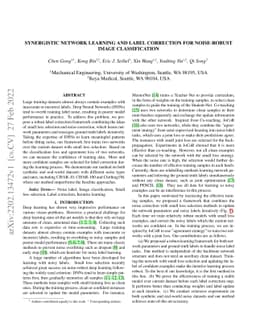 Synergistic Network Learning and Label Correction for Noise-robust Image
  Classification