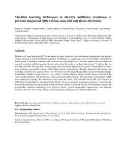Machine learning techniques to identify antibiotic resistance in
  patients diagnosed with various skin and soft tissue infections