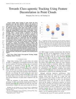 Towards Class-agnostic Tracking Using Feature Decorrelation in Point
  Clouds