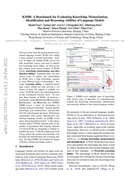 KMIR: A Benchmark for Evaluating Knowledge Memorization, Identification
  and Reasoning Abilities of Language Models