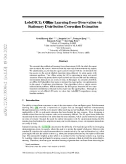 LobsDICE: Offline Learning from Observation via Stationary Distribution
  Correction Estimation