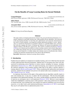 On the Benefits of Large Learning Rates for Kernel Methods