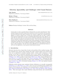 Selection, Ignorability and Challenges With Causal Fairness