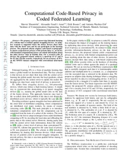 Computational Code-Based Privacy in Coded Federated Learning
