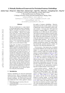 A Mutually Reinforced Framework for Pretrained Sentence Embeddings