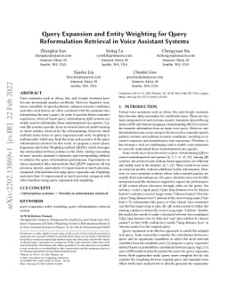 Query Expansion and Entity Weighting for Query Reformulation Retrieval
  in Voice Assistant Systems