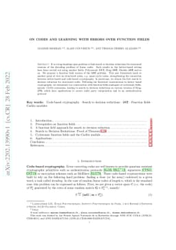 On Codes and Learning With Errors over Function Fields