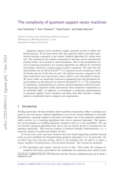 The complexity of quantum support vector machines