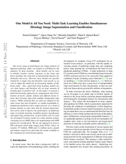 One Model is All You Need: Multi-Task Learning Enables Simultaneous
  Histology Image Segmentation and Classification