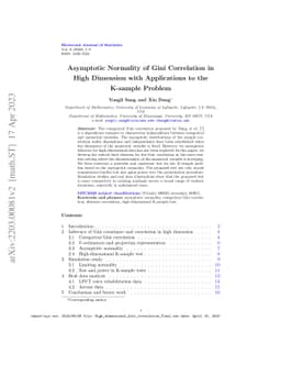 Asymptotic Normality of Gini Correlation in High Dimension with
  Applications to the K-sample Problem