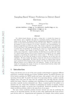 Sampling-Based Winner Prediction in District-Based Elections