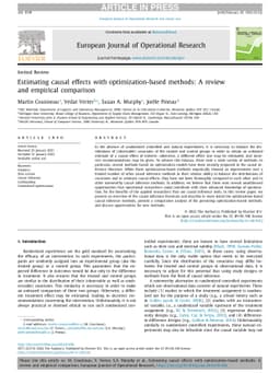 Estimating causal effects with optimization-based methods: A review and
  empirical comparison