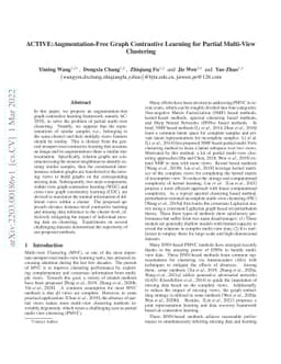ACTIVE:Augmentation-Free Graph Contrastive Learning for Partial
  Multi-View Clustering