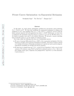 Private Convex Optimization via Exponential Mechanism
