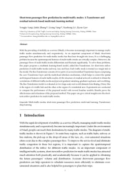 Short-term passenger flow prediction for multi-traffic modes: A
  Transformer and residual network based multi-task learning method