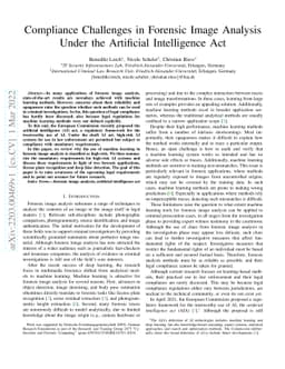 Compliance Challenges in Forensic Image Analysis Under the Artificial
  Intelligence Act