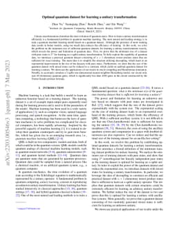 Optimal quantum dataset for learning a unitary transformation