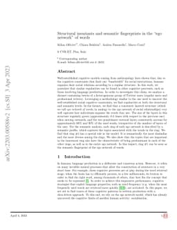 Structural invariants and semantic fingerprints in the "ego network" of
  words