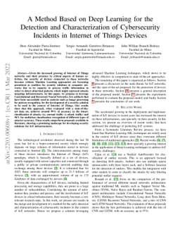 A Method Based on Deep Learning for the Detection and Characterization
  of Cybersecurity Incidents in Internet of Things Devices