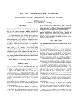 Towards a Common Speech Analysis Engine