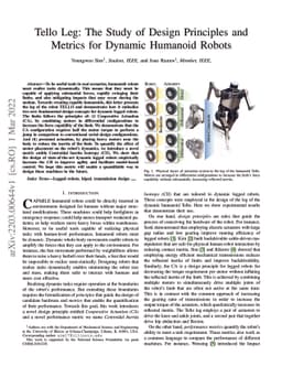 Tello Leg: The Study of Design Principles and Metrics for Dynamic
  Humanoid Robots