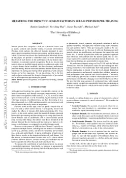 Measuring the Impact of Individual Domain Factors in Self-Supervised
  Pre-Training