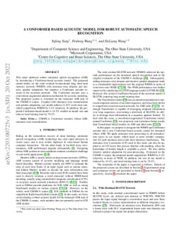 A Conformer Based Acoustic Model for Robust Automatic Speech Recognition
