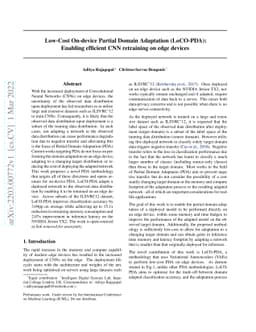 Low-Cost On-device Partial Domain Adaptation (LoCO-PDA): Enabling
  efficient CNN retraining on edge devices