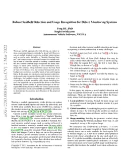 Robust Seatbelt Detection and Usage Recognition for Driver Monitoring
  Systems